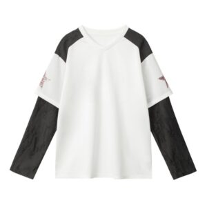 Athletic Black and White Colorblock LongSleeve